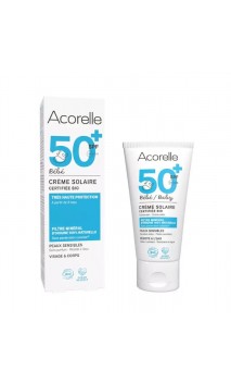 Crema solar natural SPF 50+ Sin perfume Bebés & Piel sensible - Acorelle - 50 ml.