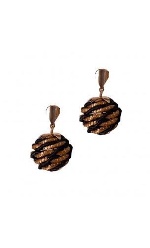 Pendientes oro vegetal – PARADISE - Negro – Biojoya Capim dourado – Sloweco