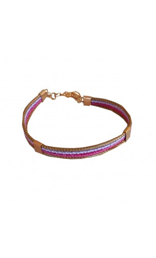 Pulsera semirrígida de oro vegetal – VINICUNCA - Violeta y rosa – Biojoya Capim dourado – Sloweco