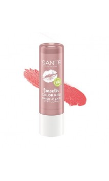 Bálsamo labial ecológico Color Kiss 01 Soft CORAL - SANTE - 4,8 g.