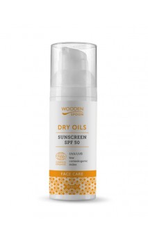 Loción solar BIO SPF50 - DRY OILS - Facial - Piel grasa - Zinc invisible - Wooden Spoon - 50 ml.