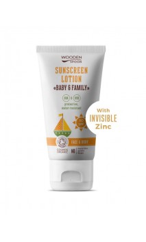 Lotion solaire BIO - SANS PARFUM - Bebés Adultes - SPF30 - Wooden Spoon - 150 ml.